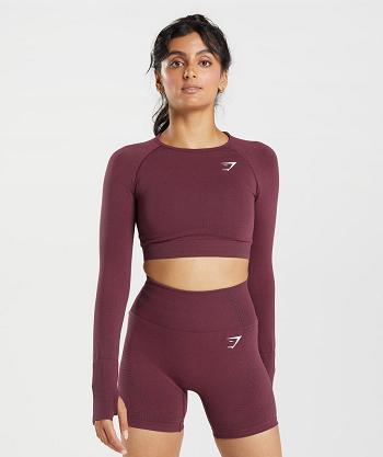 Dámské Oříznuté Topy Gymshark Vital Seamless 2.0 Vínové | CZ 3764ILH